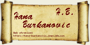 Hana Burkanović vizit kartica